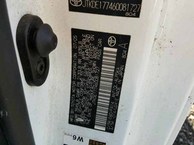 JTKDE177460081727 - 2006 TOYOTA SCION TC 白色 照片 10