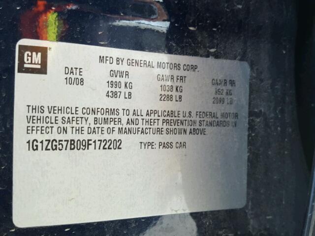 1G1ZG57B09F172202 - 2009 CHEVROLET MALIBU LS BLUE photo 10