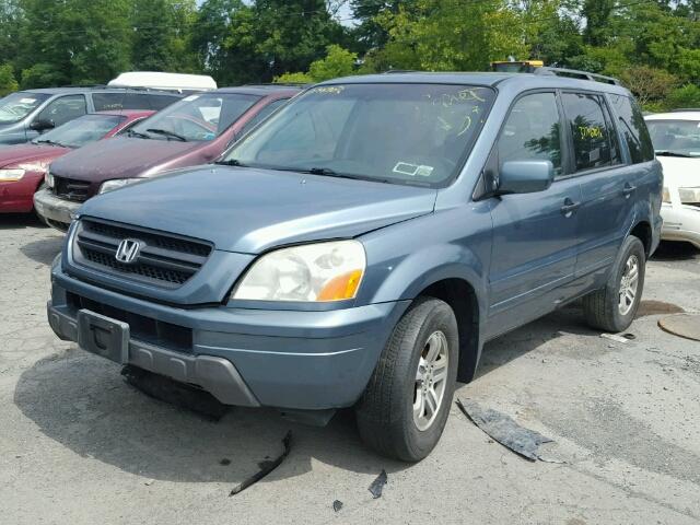 5FNYF18685B022630 - 2005 HONDA PILOT EXL BLUE photo 2