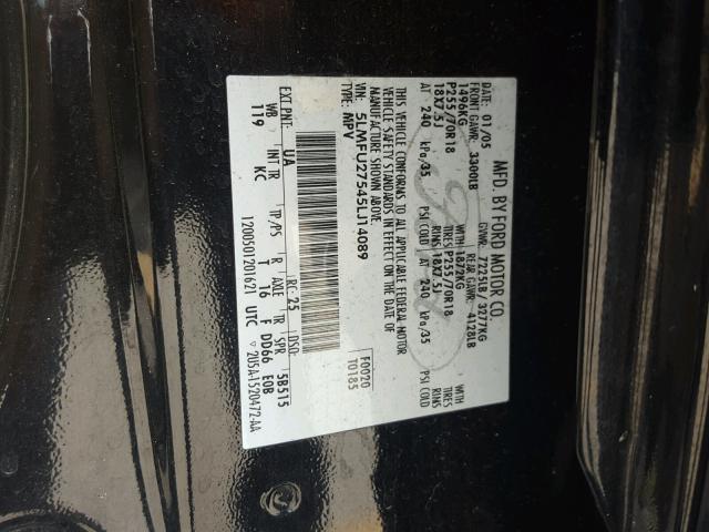 5LMFU27545LJ14089 - 2005 LINCOLN NAVIGATOR BLACK photo 10