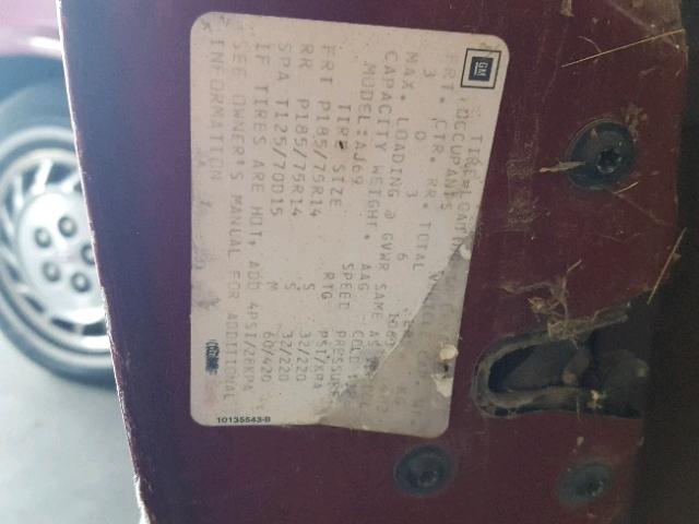 1G3AG54N2P6433183 - 1993 OLDSMOBILE CUTLASS CI MAROON photo 10