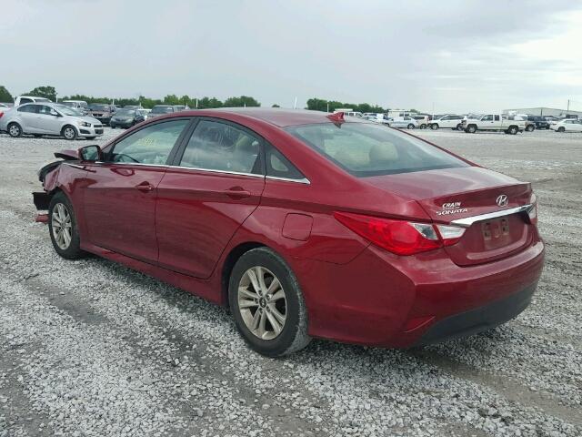 5NPEB4AC3EH946345 - 2014 HYUNDAI SONATA GLS RED photo 3