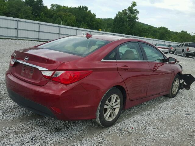 5NPEB4AC3EH946345 - 2014 HYUNDAI SONATA GLS RED photo 4