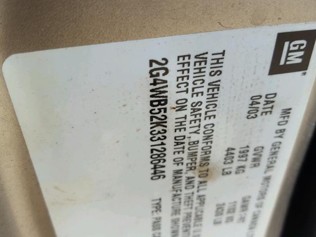 2G4WB52K331286446 - 2003 BUICK REGAL LS GOLD photo 10