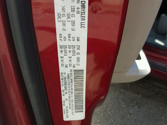 1D8HN54P88B168463 - 2008 DODGE GRAND CARA RED photo 10