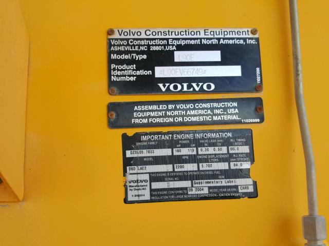 L90EV66749 - 2004 VOLVO L90E YELLOW photo 10