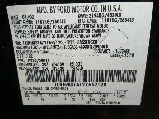 1LNHM87A72Y652120 - 2002 LINCOLN LS 黑色 照片 10