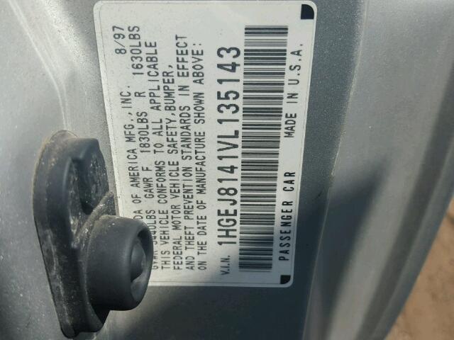 1HGEJ8141VL135143 - 1997 HONDA CIVIC EX თეთრი ფოტო 10