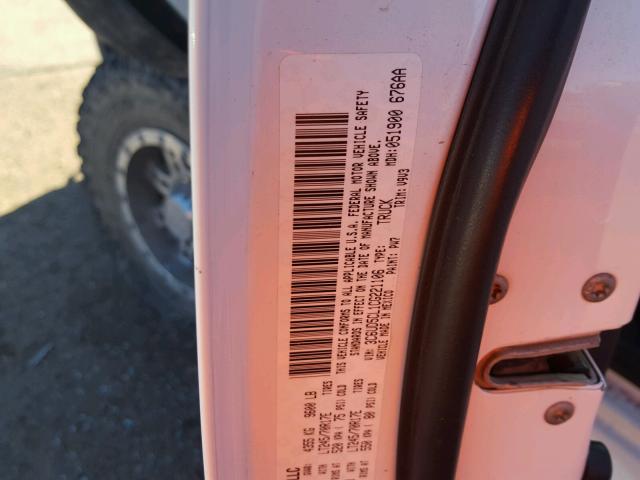 3C6UD5CL1CG221106 - 2012 DODGE RAM 2500 S WHITE photo 10