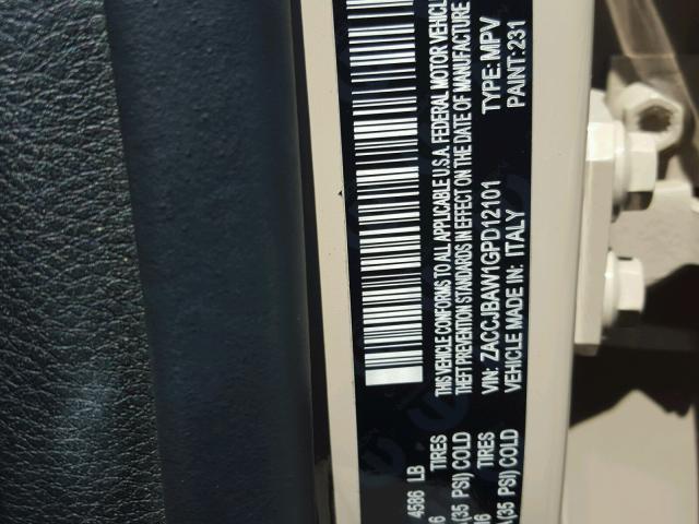 ZACCJBAW1GPD12101 - 2016 JEEP RENEGADE S თაფლისფერი ფოტო 10