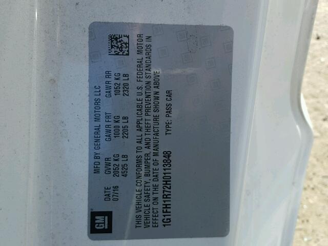 1G1FH1R72H0113848 - 2017 CHEVROLET CAMARO SS Blanco foto 10