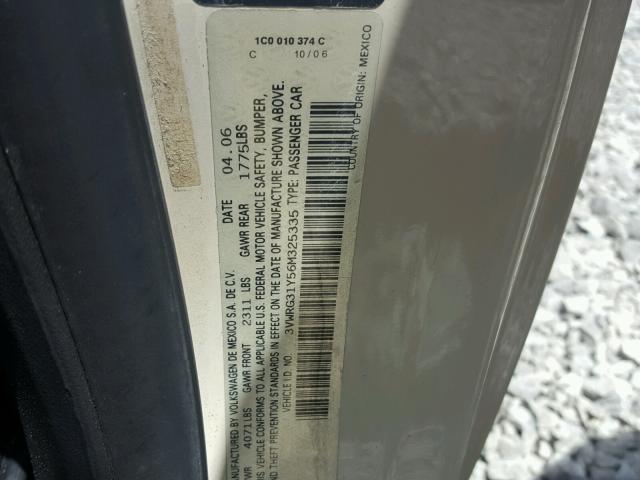 3VWRG31Y56M325335 - 2006 VOLKSWAGEN NEW BEETLE კრემისფერი ფოტო 10