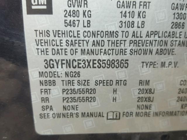 3GYFNCE3XES598365 - 2014 CADILLAC SRX PERFOR 蓝色 照片 10