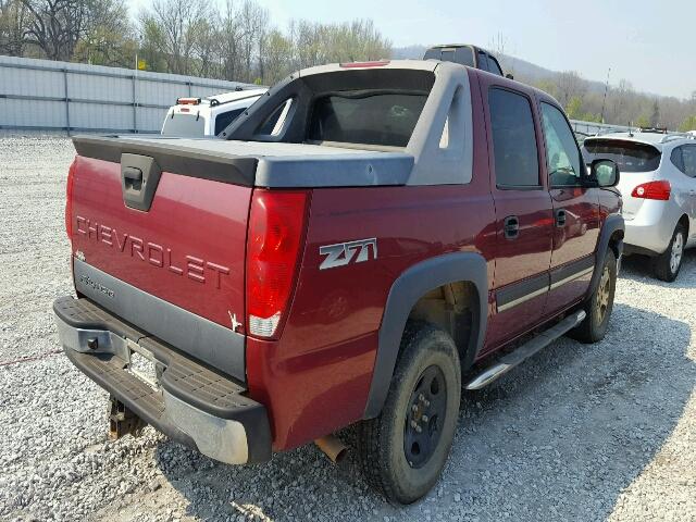 3GNEK12T94G257387 - 2004 CHEVROLET AVALANCHE RED photo 4