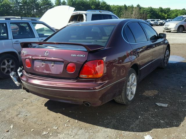 JT8BL69S940014300 - 2004 LEXUS GS 430 BURGUNDY photo 4