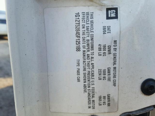 1G1ZT52845F125188 - 2005 CHEVROLET MALIBU LS Ağ foto 10