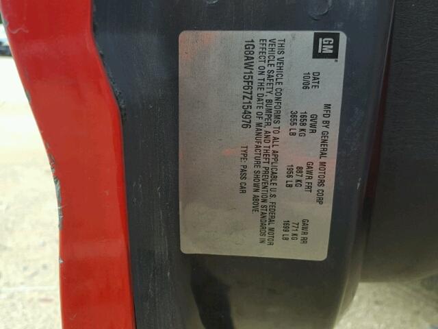 1G8AW15F67Z154976 - 2007 SATURN ION LEVEL RED photo 10