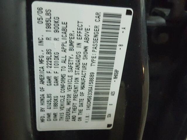 1HGCM56336A158689 - 2006 HONDA ACCORD SE BLUE photo 10