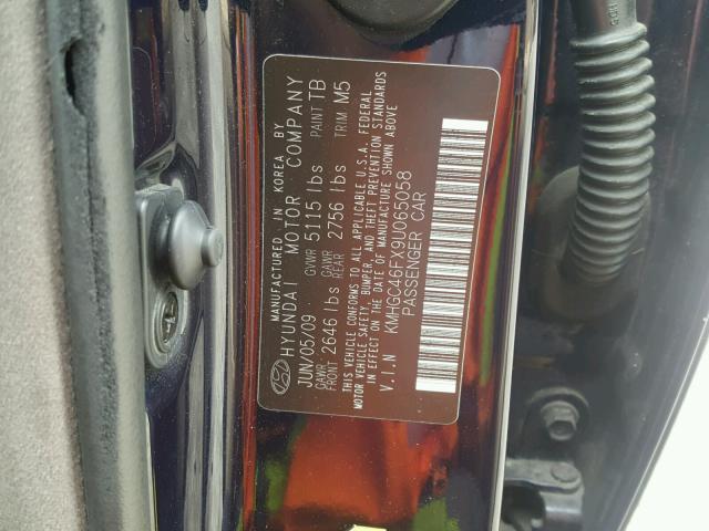 KMHGC46FX9U065058 - 2009 HYUNDAI GENESIS 4. BLUE photo 10