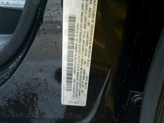 3VW2K7AJ5CM321338 - 2012 VOLKSWAGEN JETTA BASE 黑色 照片 10