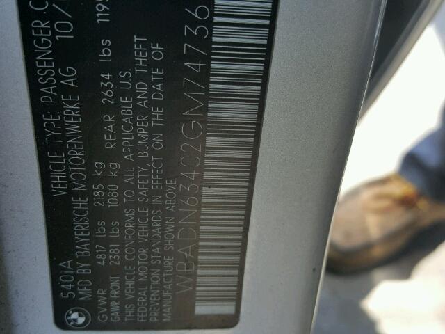 WBADN63402GM74736 - 2002 BMW 540 I AUTO SILVER photo 10