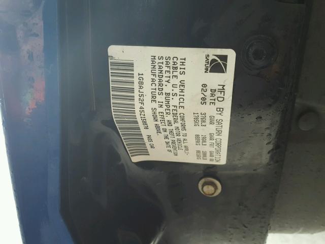 1G8AJ52F45Z150870 - 2005 SATURN ION LEVEL BLUE photo 10