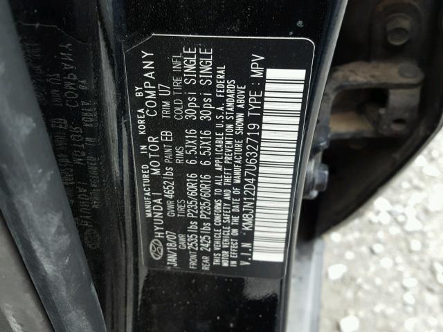 KM8JN12D47U632719 - 2007 HYUNDAI TUCSON SE BLACK photo 10