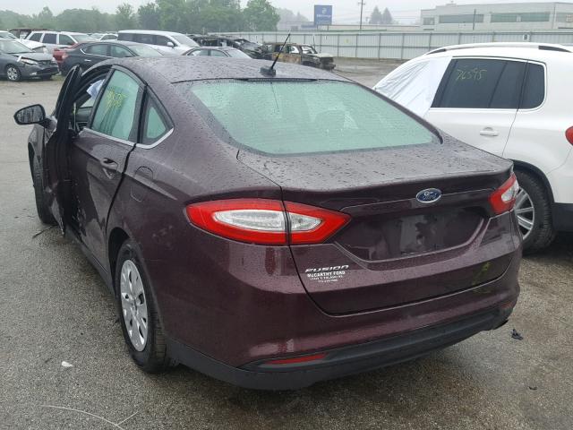 3FA6P0G74DR368766 - 2013 FORD FUSION S BURGUNDY photo 3