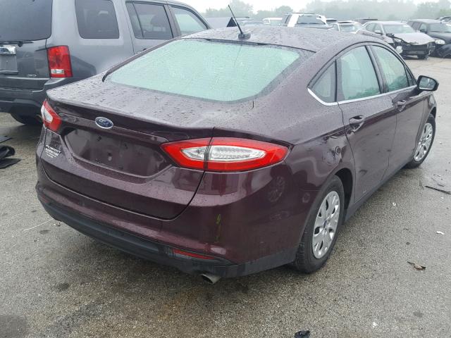 3FA6P0G74DR368766 - 2013 FORD FUSION S BURGUNDY photo 4