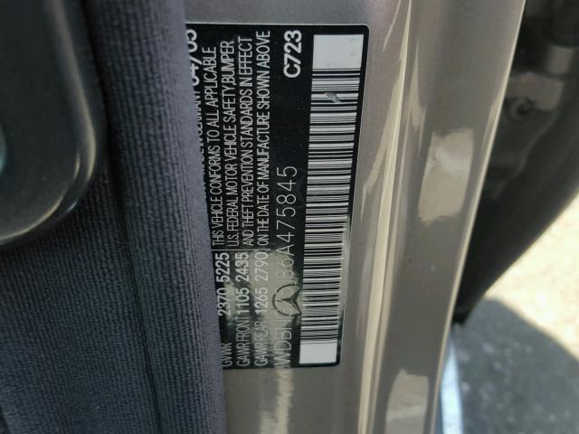 WDBNG75J86A475845 - 2006 MERCEDES-BENZ S 500 GRAY photo 10