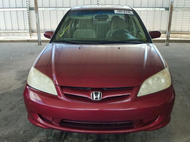 2HGES26725H570232 - 2005 HONDA CIVIC EX BURGUNDY photo 10