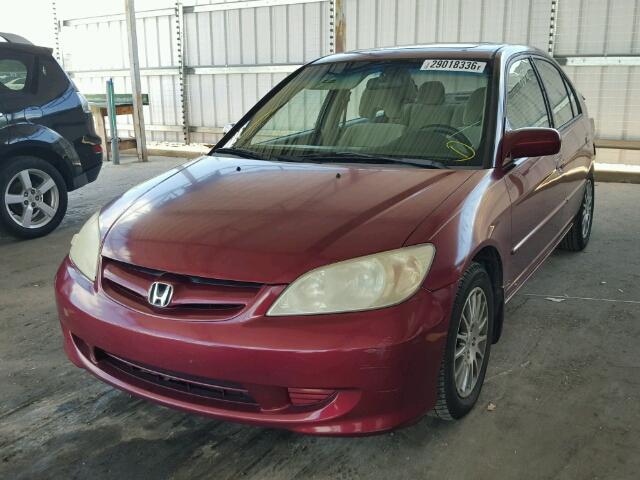 2HGES26725H570232 - 2005 HONDA CIVIC EX BURGUNDY photo 2