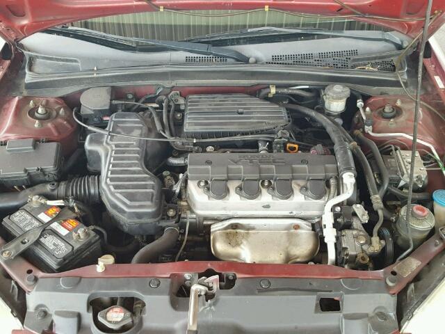 2HGES26725H570232 - 2005 HONDA CIVIC EX BURGUNDY photo 7