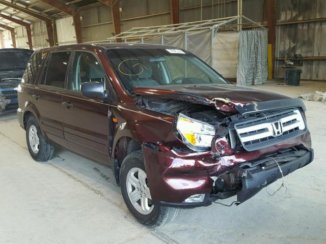 5FNYF28197B002674 - 2007 HONDA PILOT LX MAROON photo 1