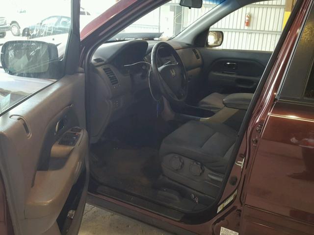 5FNYF28197B002674 - 2007 HONDA PILOT LX MAROON photo 9