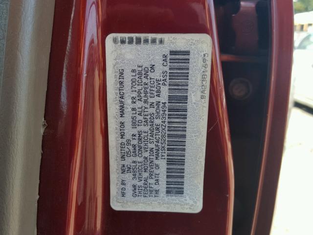 1Y1SK5282XZ439494 - 1999 CHEVROLET GEO PRIZM 红色 照片 10