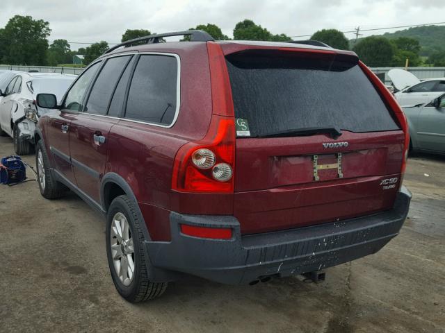 YV1CZ91H741078622 - 2004 VOLVO XC90 T6 MAROON photo 3