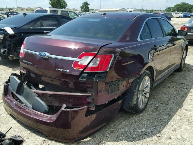 1FAHP2FW2BG166803 - 2011 FORD TAURUS BURGUNDY photo 4