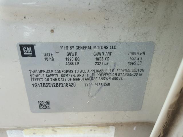 1G1ZB5E12BF218420 - 2011 CHEVROLET MALIBU LS TAN photo 10