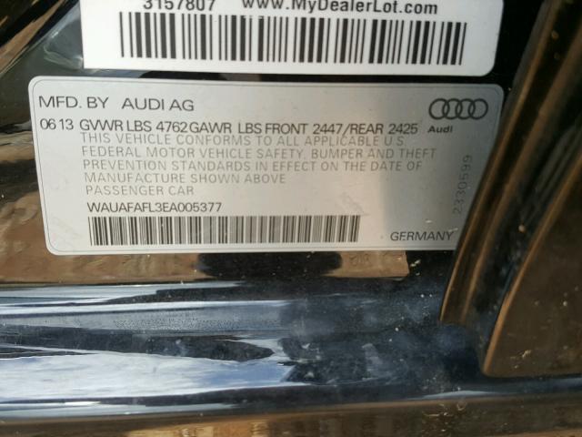 WAUAFAFL3EA005377 - 2014 AUDI A4 PREMIUM BLACK photo 10