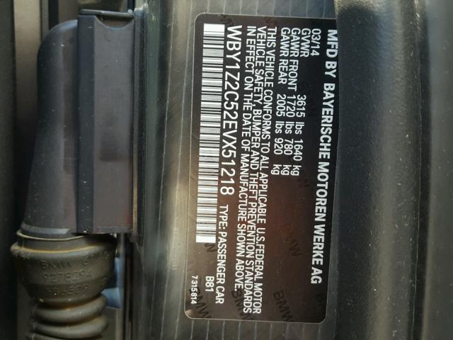 WBY1Z2C52EVX51218 - 2014 BMW I3 BEV GRAY photo 10