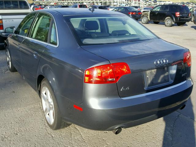 WAUAF78E27A223220 - 2007 AUDI A4 2 GRAY photo 3