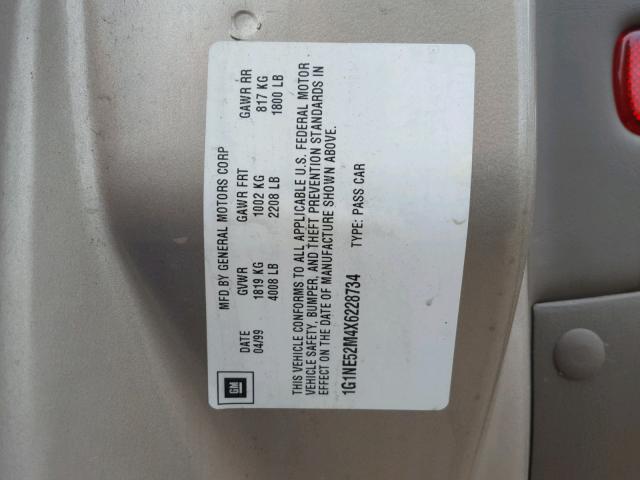 1G1NE52M4X6228734 - 1999 CHEVROLET MALIBU LS 棕色 照片 10