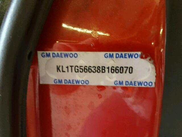 KL1TG56638B166070 - 2008 CHEVROLET AVEO LT RED photo 10