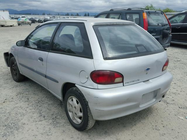 2C1MR2228X6701224 - 1999 CHEVROLET METRO LSI GRAY photo 3