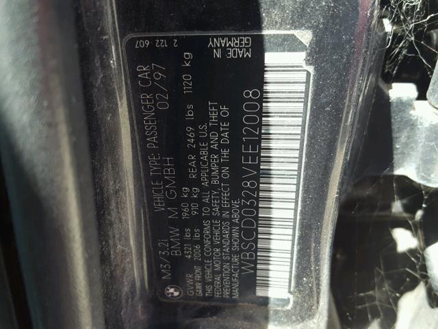 WBSCD0328VEE12008 - 1997 BMW M3 AUTOMAT Черный фото 10