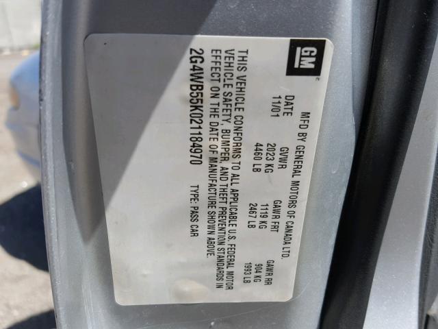 2G4WB55K021184970 - 2002 BUICK REGAL LS 银色 照片 10