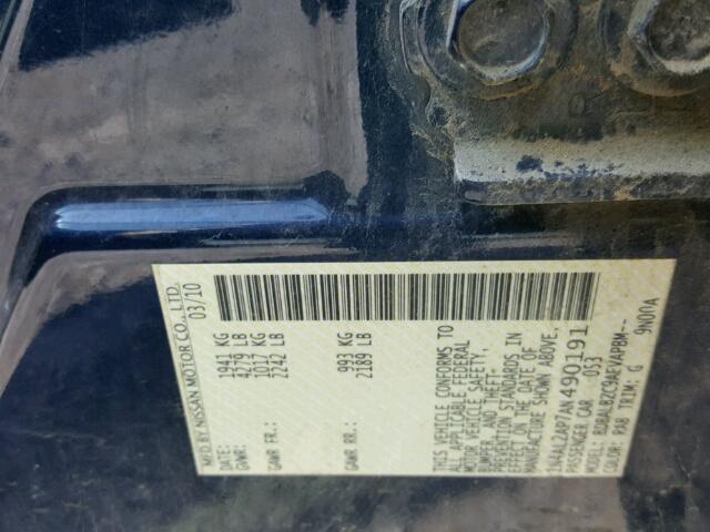 1N4AL2AP7AN490191 - 2010 NISSAN ALTIMA 2.5 BLUE photo 10