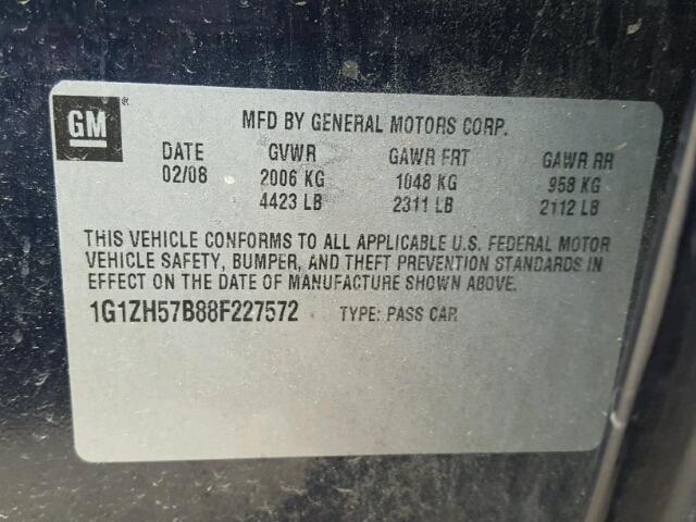 1G1ZH57B88F227572 - 2008 CHEVROLET MALIBU 1LT 蓝色 照片 10