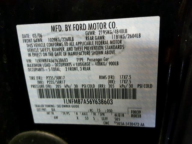 1LNFM87A56Y638603 - 2006 LINCOLN LS BLACK photo 10